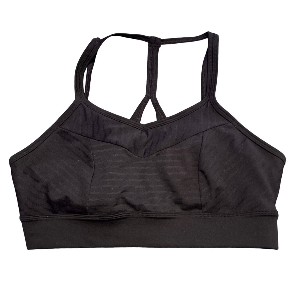 Tek Gear Black Strappy Racerback Light Support Sports Bra Removable Cups L